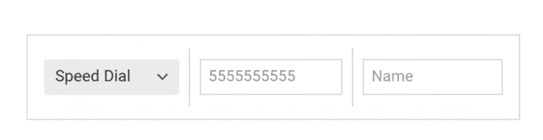 Speed Dial row with a phone number field and a name field