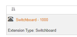 Switchboard search result showing 'Switchboard - 1000' with Extension Type: Switchboard