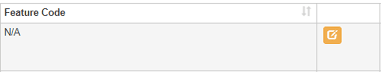 A sound clip row showing a Feature Code of N/A with an orange edit button