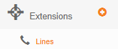 Extensions menu expanded showing the Lines sub-item