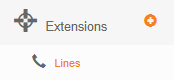 Extensions menu expanded showing the Lines sub-item